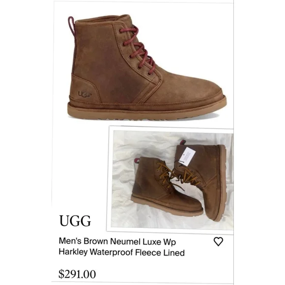 New UGG Men’s 10 Outdoor Luxe Waterproof Leather Fleece Lined Winter Boots NWT - Picture 1 of 10